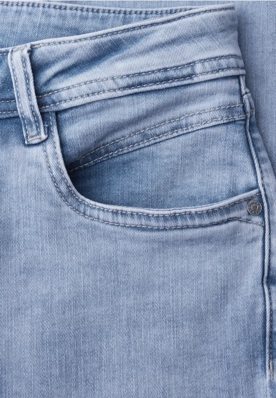 Jeansy z wąską nogawką o kroju Slim Fit i długości Mid Waist light blue random wash