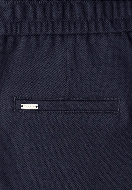 Broek met rechte pijpen en tape deep blue