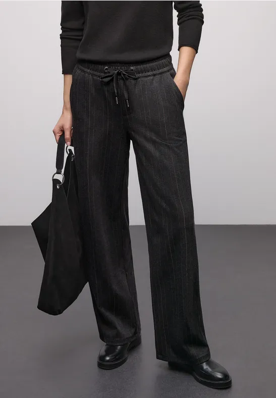 STREET ONE Visgraat Jacquard Broek Voor Dames In Zwart STREET ONE STREET ONE Visgraat Jacquard Broek Voor Dames In Zwart STREET ONE
