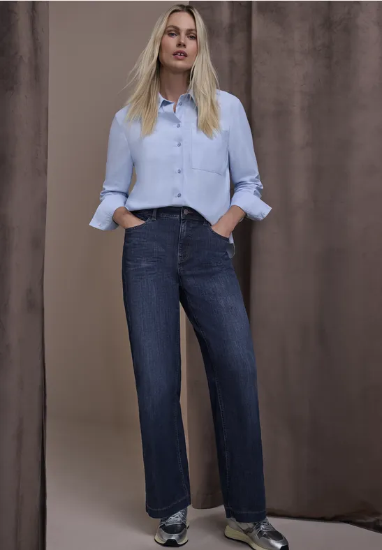 Wide Leg Jeans Dark blue washed