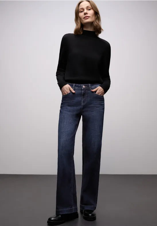Wide Leg Jeans Dark blue washed