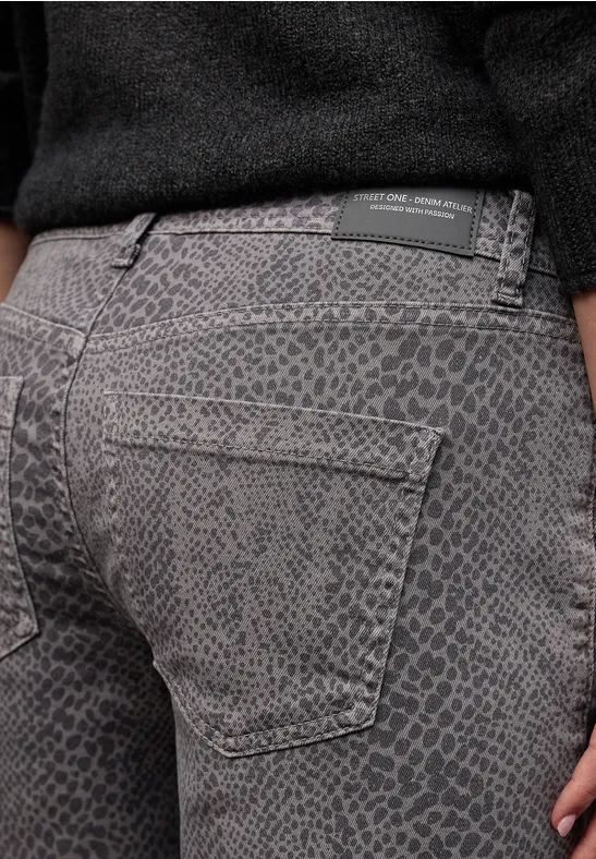 Jeans Snake Print Grey Snake Washed