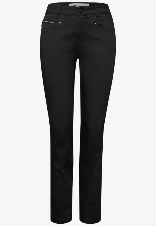 Spodnie z wąskimi nogawkami Mid Waist o satynowym wyglądzie Black