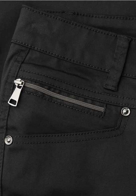 Spodnie z wąskimi nogawkami Mid Waist o satynowym wyglądzie Black