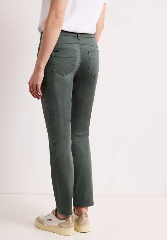 Mid Waist Slim Leg Hose im Satin-Look cilantro green
