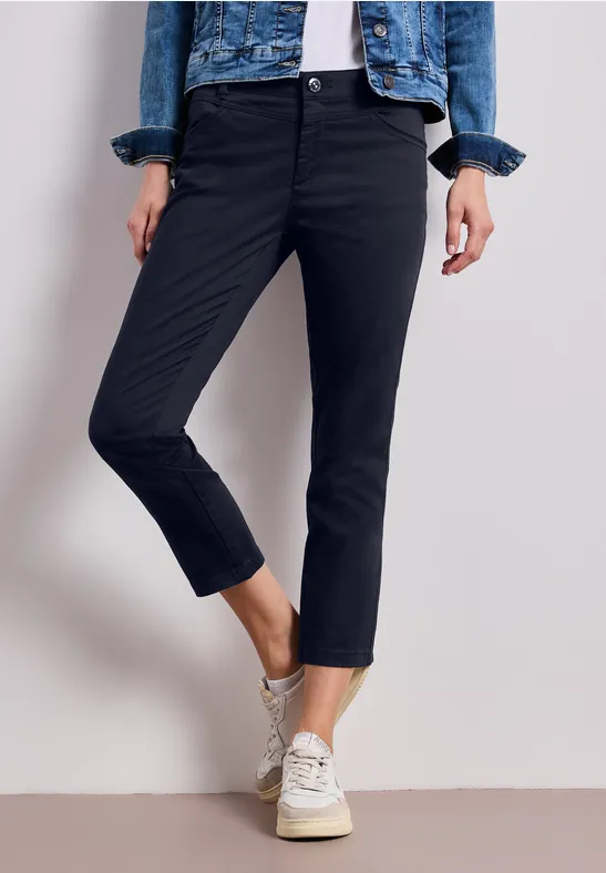 7/8 Slim Legs broek in satijnlook shadowed navy