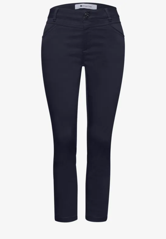 7/8 Slim Legs broek in satijnlook shadowed navy