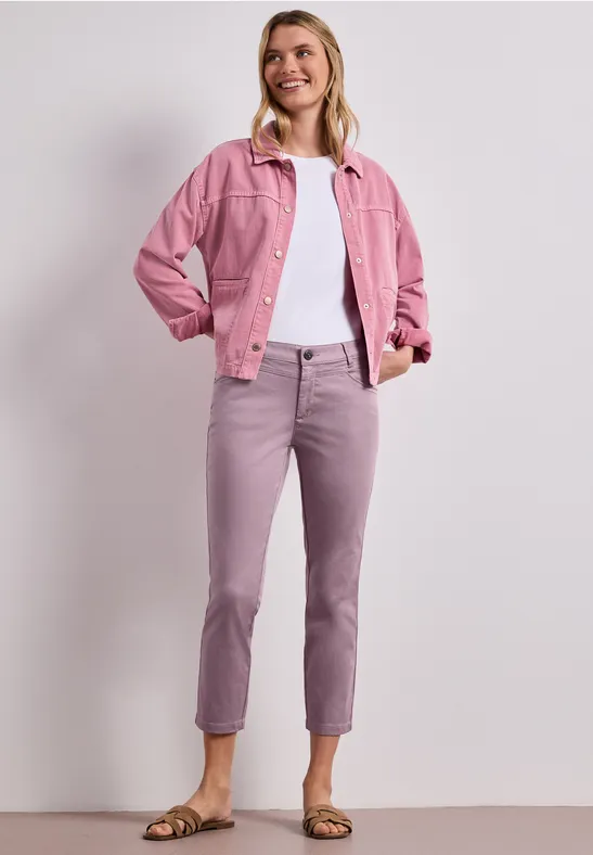 7/8 Slim Legs broek in satijnlook dusty berry