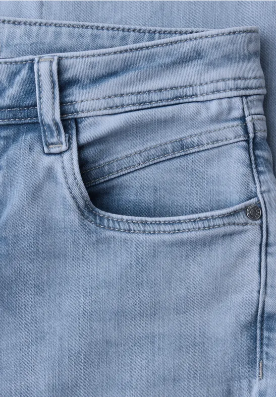 Jeansy z wąską nogawką o kroju Slim Fit i długości Mid Waist light blue random wash