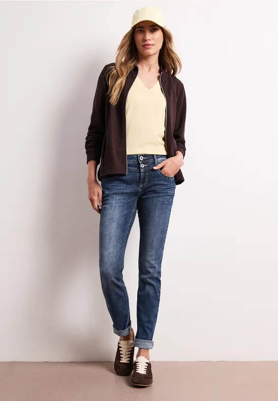 Mid Waist Slim Leg Jeans mit Turn-Up authentic dark blue wash