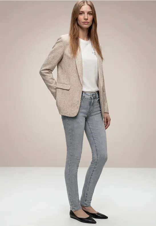 Mid Waist Slim Leg Jeans im Slim Fit light grey random wash