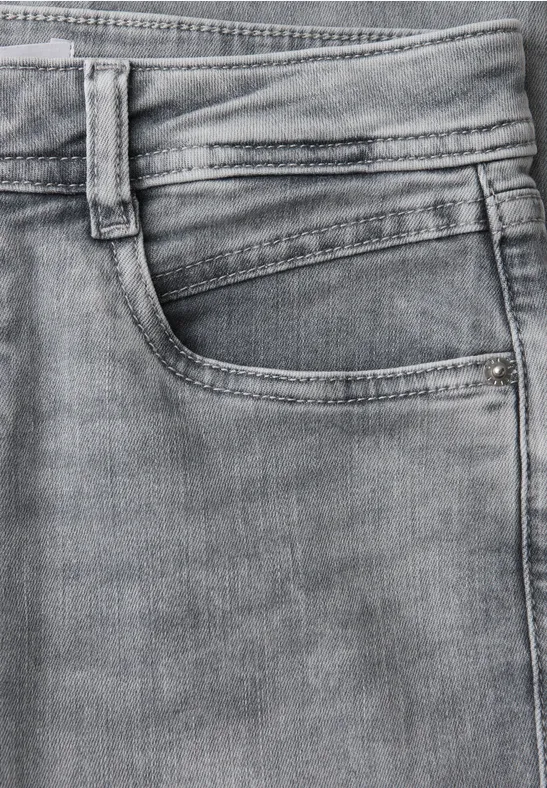 Mid Waist Slim Leg Jeans im Slim Fit light grey random wash