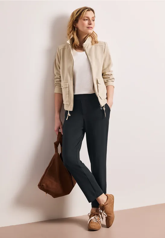 Mid Waist Slim Leg Pantalon Loose Fit pine grove green