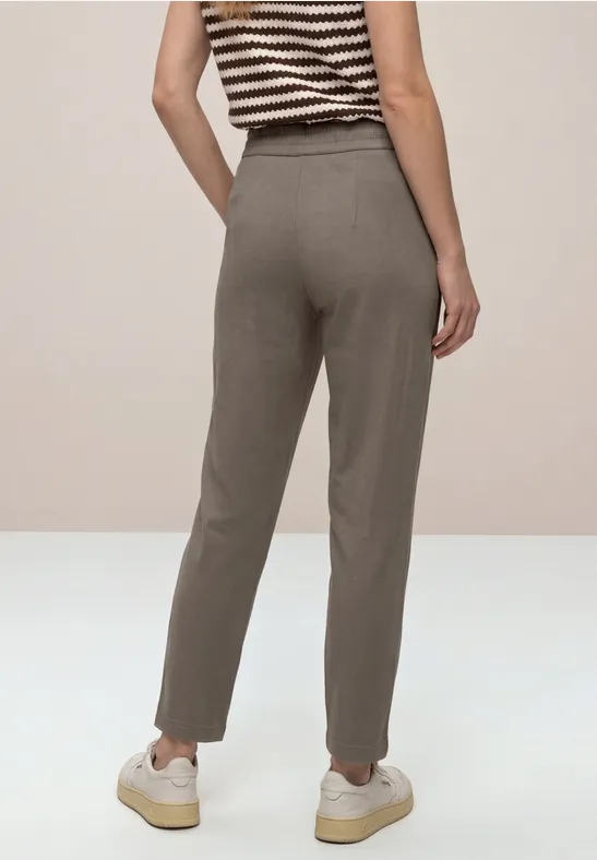 Mid Waist Slim Leg Hose im Loose Fit dark tumbled beige