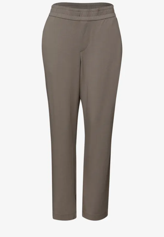 Mid Waist Slim Leg Hose im Loose Fit dark tumbled beige