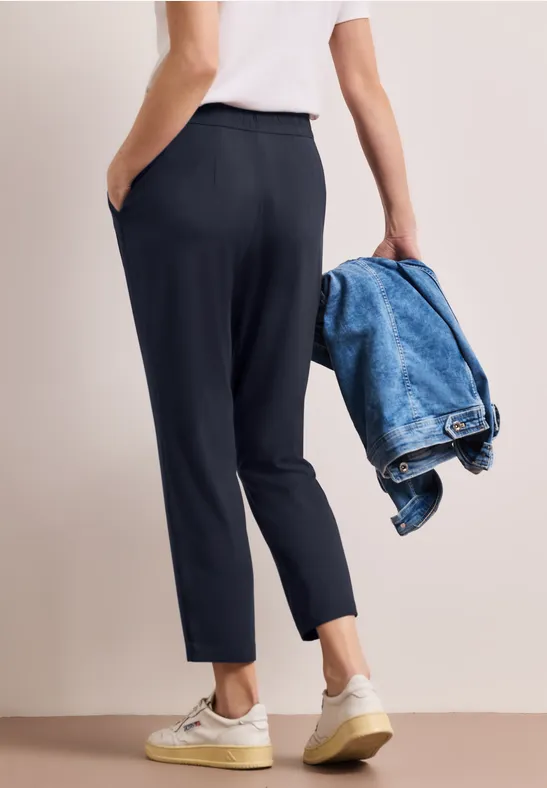 Mid Waist Slim Leg Pantalon Loose Fit shadowed navy