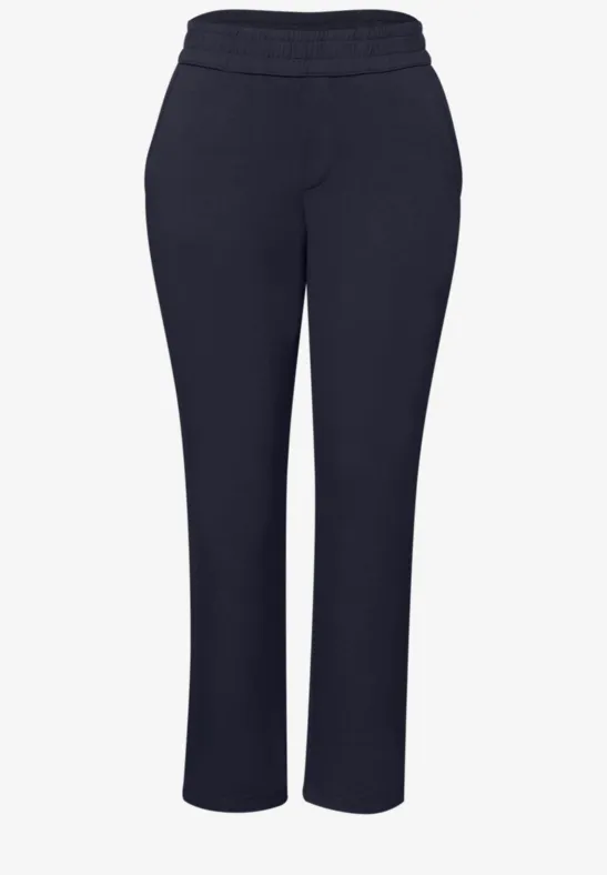 Mid Waist Slim Leg Pantalon Loose Fit shadowed navy