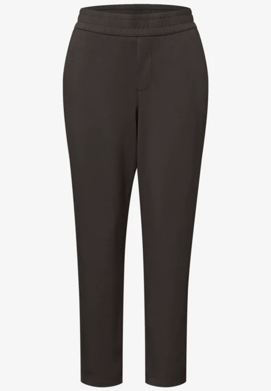 Mid Waist Slim Legs broek in Loose Fit deep earth