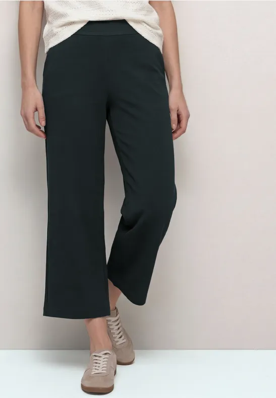 High Waist Wide Leg Hose im Loose Fit pine grove green