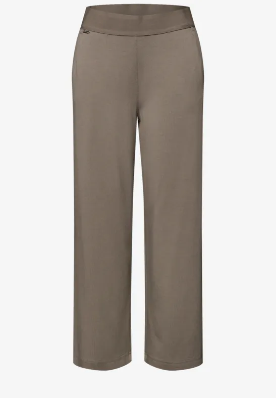 High Waist broek met wijde pijpen in Loose Fit dark tumbled beige