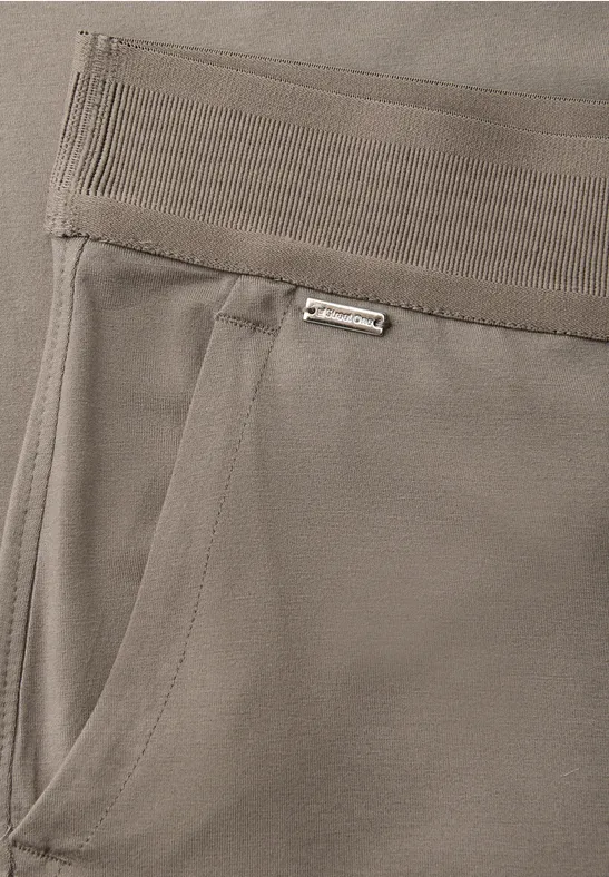 High Waist broek met wijde pijpen in Loose Fit dark tumbled beige