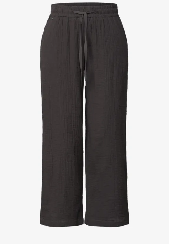 Schwarze, weite Loungehose mit elastischem Bund