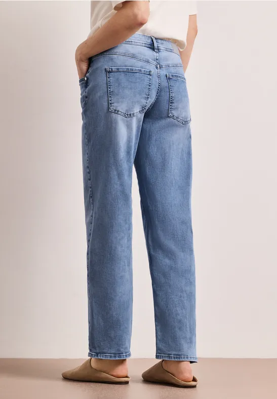 Mid Waist Straight Leg Jeans en coupe casual light blue wash