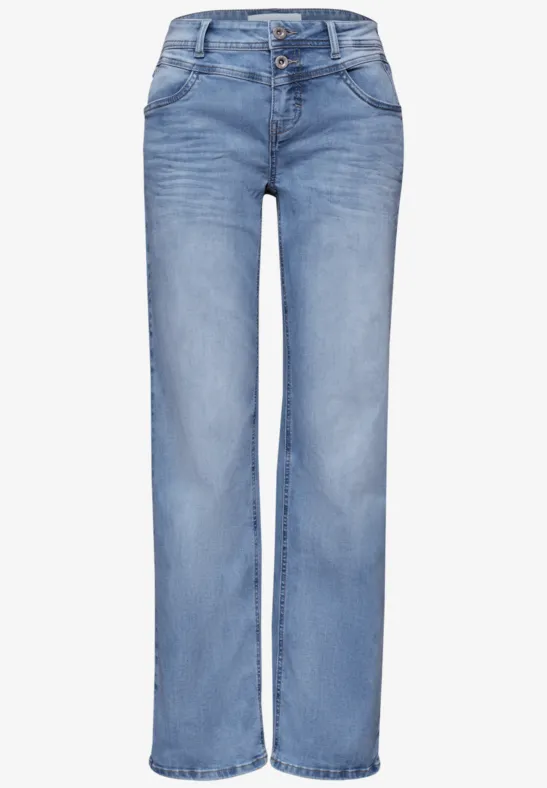 Mid Waist Straight Leg Jeans en coupe casual light blue wash
