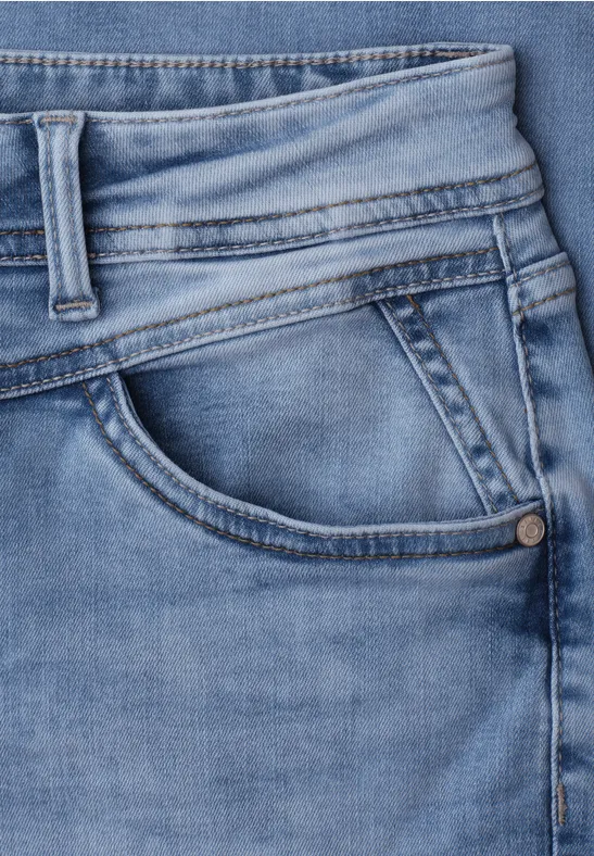 Mid Waist Straight Leg Jeans en coupe casual light blue wash