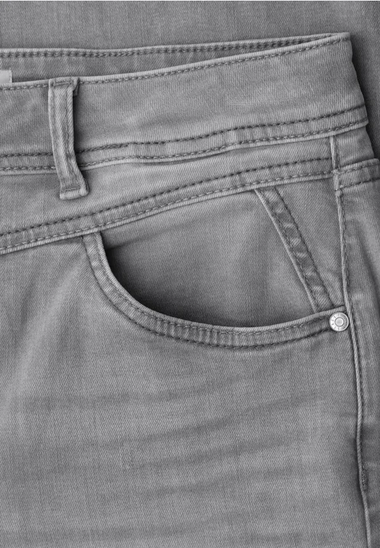 Mid Waist Straight Leg Jeans im Casual Fit light grey wash