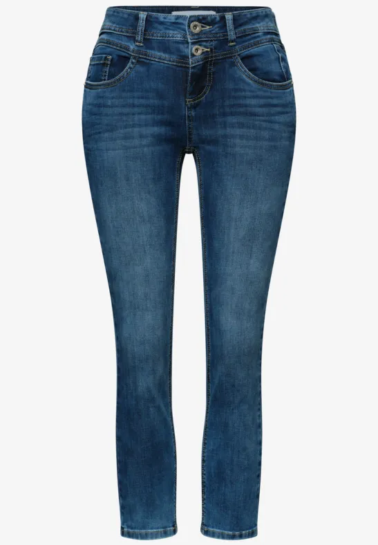 Mid Waist Slim Leg Jeans im Slim Fit authentic dark blue wash