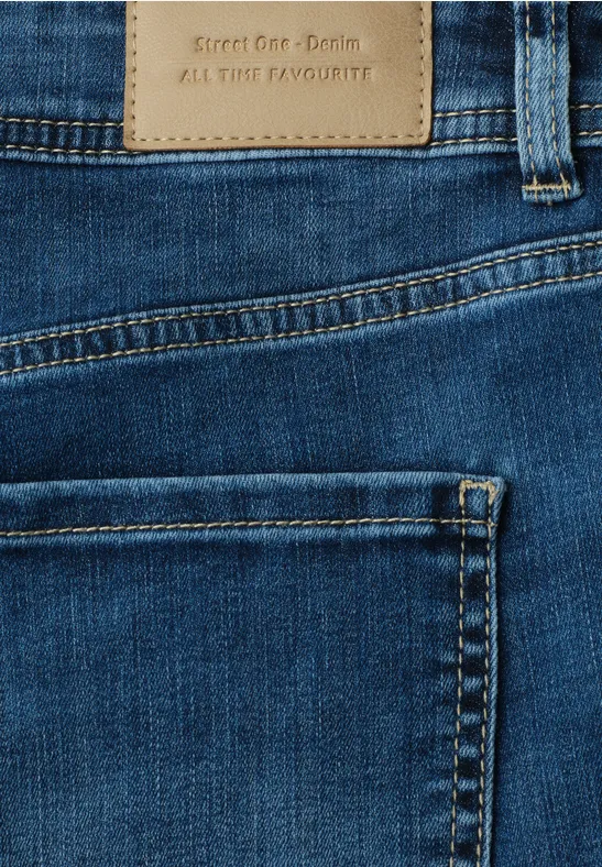 Mid Waist Slim Leg Jeans im Slim Fit authentic dark blue wash