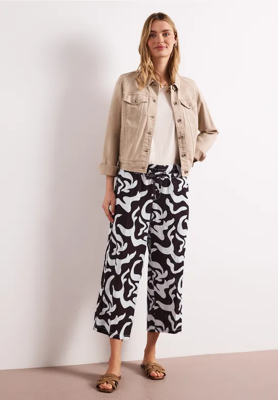 Pantalon Mid Waist à jambes larges avec imprimé espresso brown