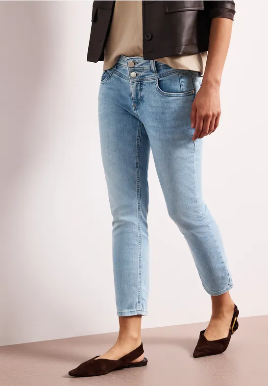 Mid Waist Slim Leg Jeans im Slim Fit light blue random wash
