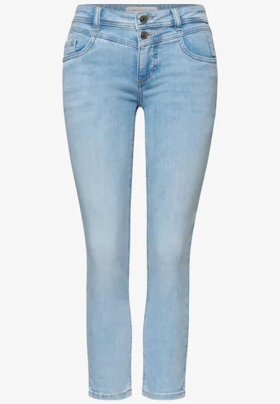 Mid Waist Slim Leg Jeans im Slim Fit light blue random wash