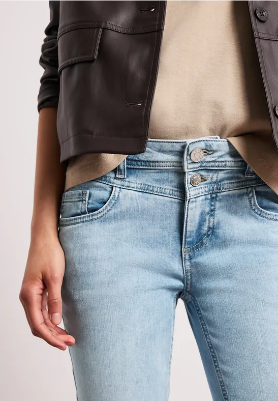 Mid Waist Slim Leg Jeans im Slim Fit light blue random wash