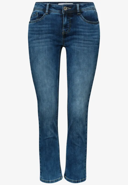 Low Waist Slim Leg Jeans im Casual Fit authentic dark blue wash