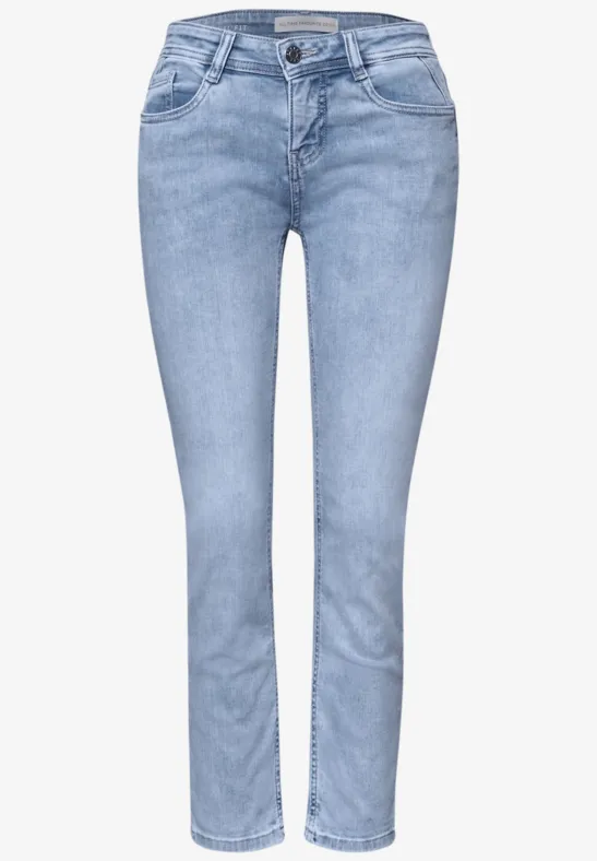 Low Waist Slim Leg Jeans im Casual Fit light blue random wash