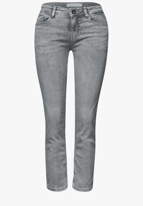 Low Waist Slim Leg Jeans im Casual Fit light grey random wash