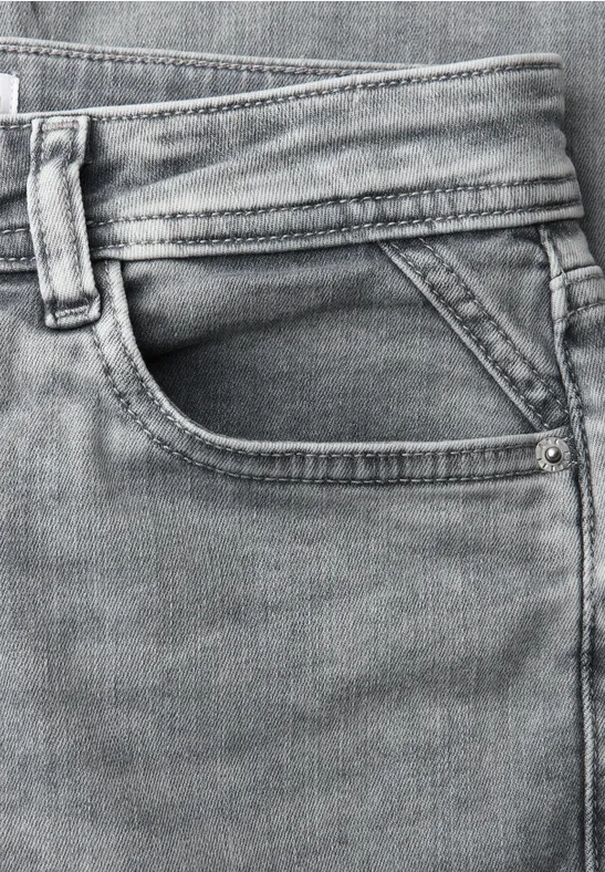 Low Waist Slim Leg Jeans im Casual Fit light grey random wash
