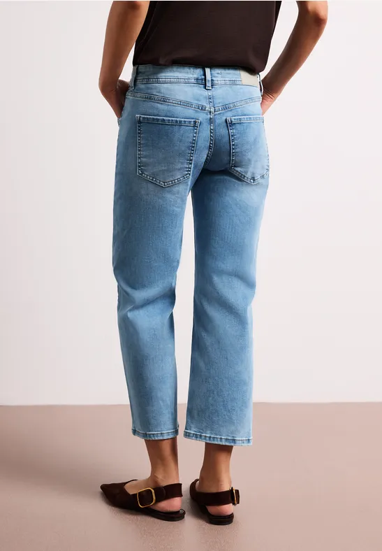 Mid Waist Straight Leg Jeans im Casual Fit light blue wash