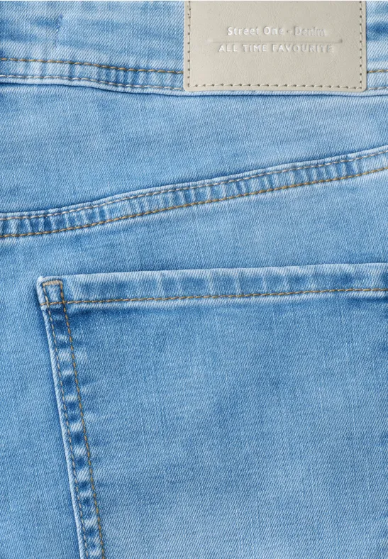 Mid Waist Straight Leg Jeans im Casual Fit light blue wash