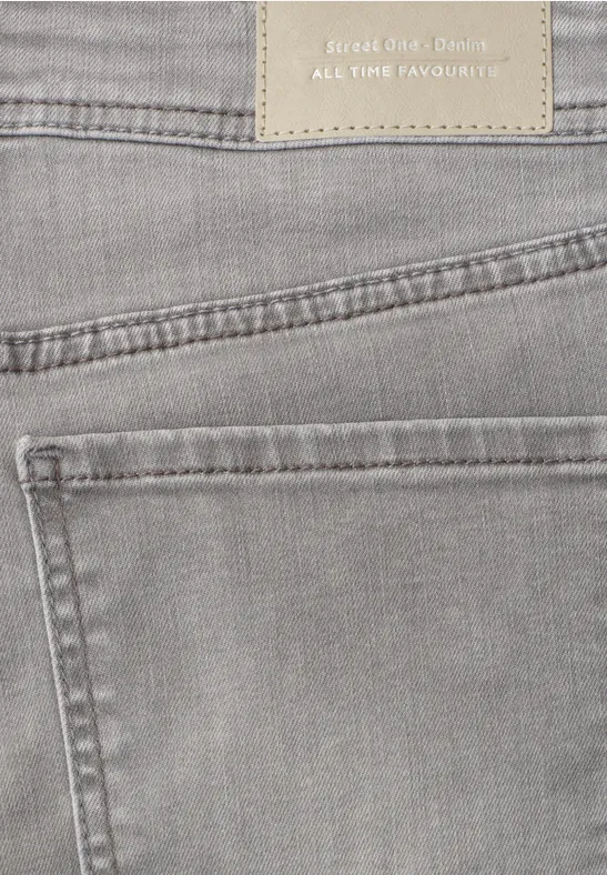 Mid Waist Straight Leg Jeans im Casual Fit light grey wash