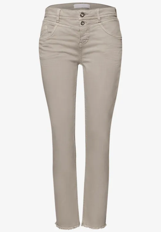 Straight Legs jeans met franje aan de zoom Beige Washed