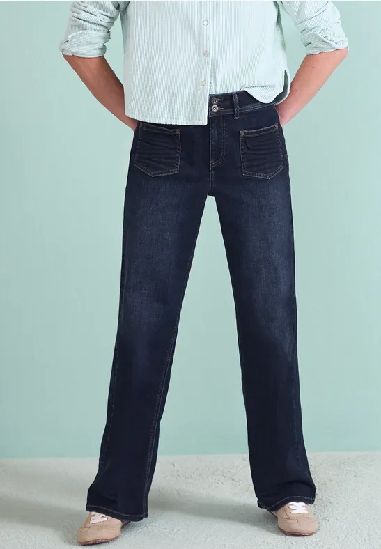 Wide Leg Jeans Deep blue soft washed