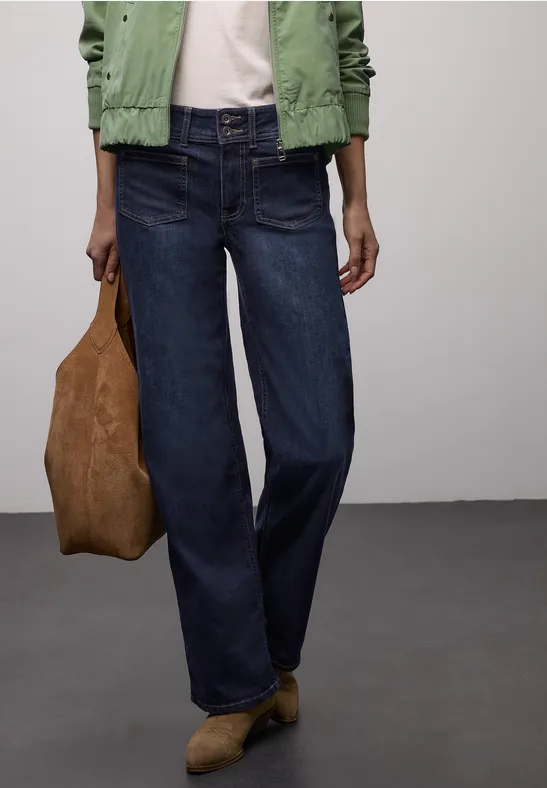 Wide Leg Jeans Deep blue soft washed