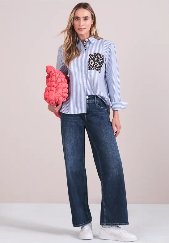 Wide Legs Jeans Medium Blue Soft washed