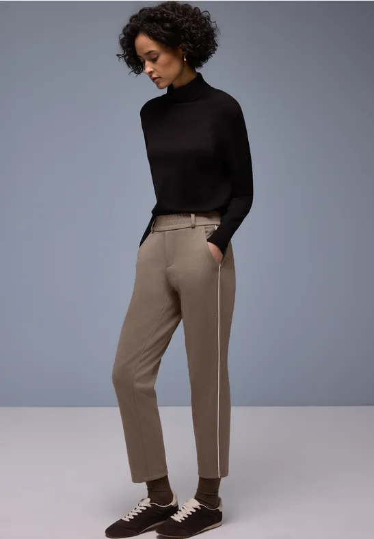 Hose mit Tape-Detail light terra mocha