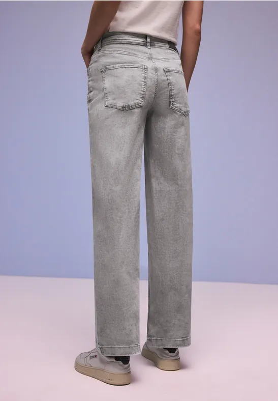 Wide Leg Jeans Grey Random Washed