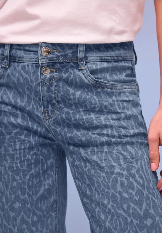 Straight Leg Jeans Mid Blue Leo Laser